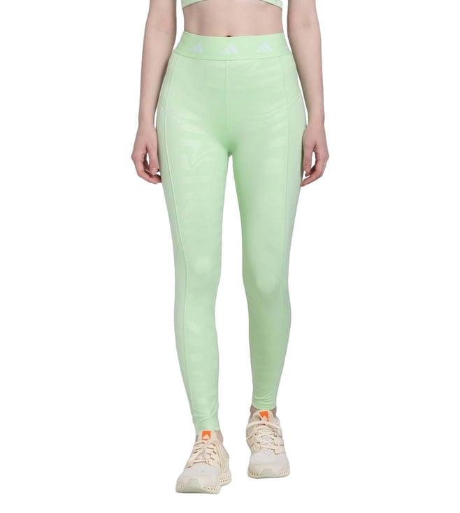 adidas green logo fitted tights