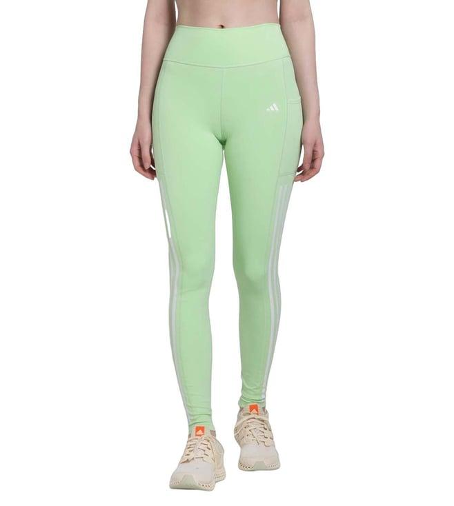 adidas green logo fitted tights