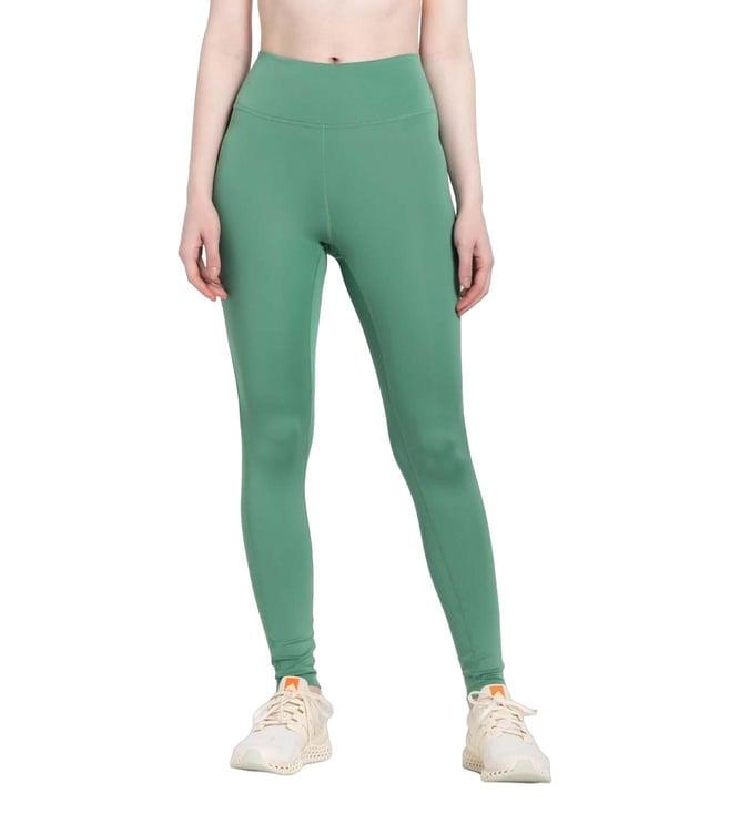 adidas green logo fitted tights