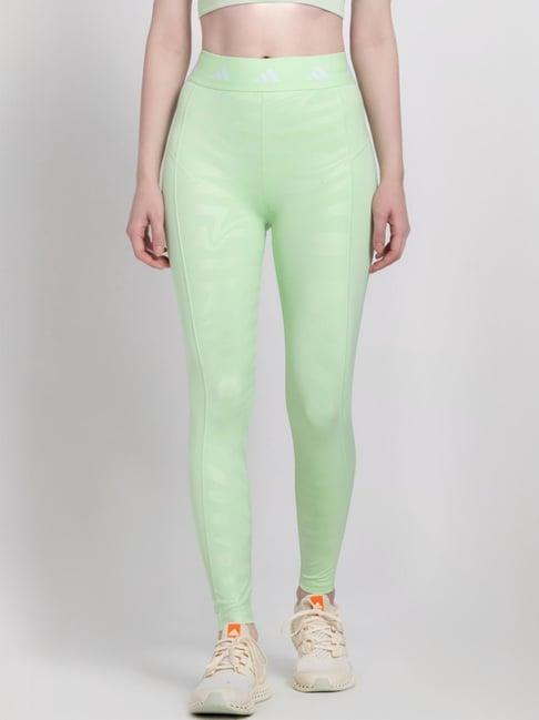 adidas green printed sports tights