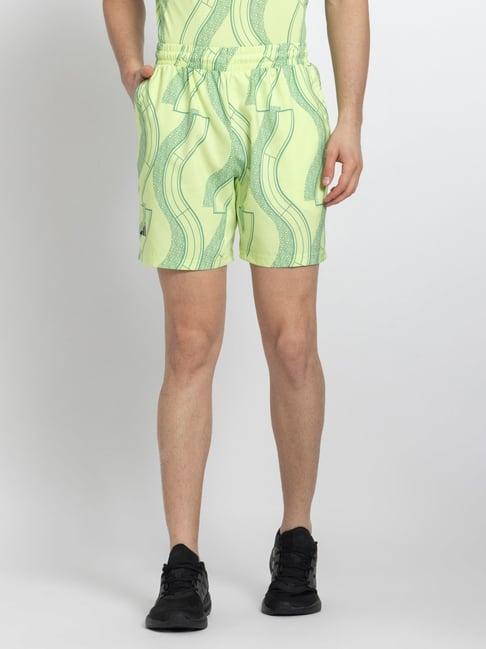 adidas green regular fit printed sports shorts