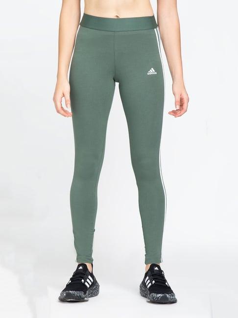 adidas green striped regular fit w 3s tig tights