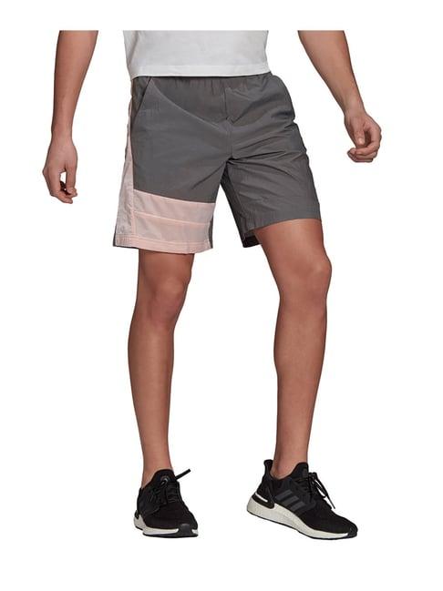 adidas grey & pink colour-block shorts