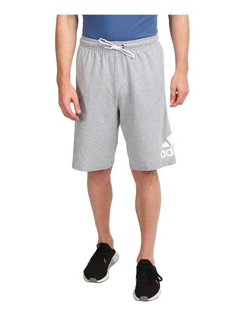 adidas grey & white slub shorts