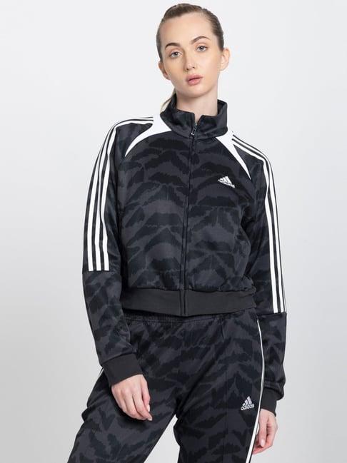 adidas grey cotton print sports jacket