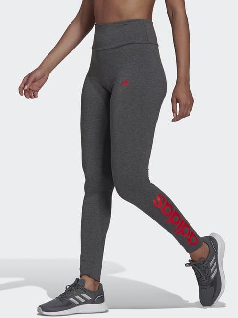 adidas grey cotton printed sports tights