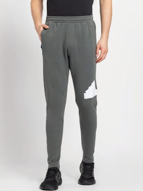 adidas grey cotton regular fit logo printed trackpants