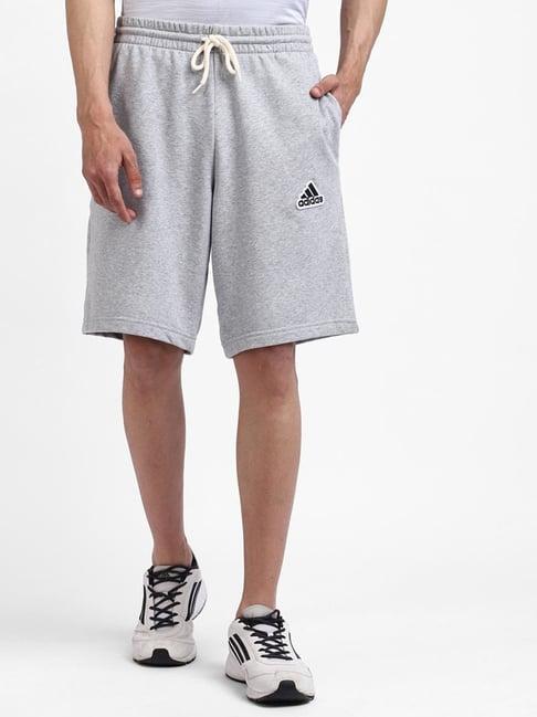 adidas grey cotton regular fit printed sports shorts