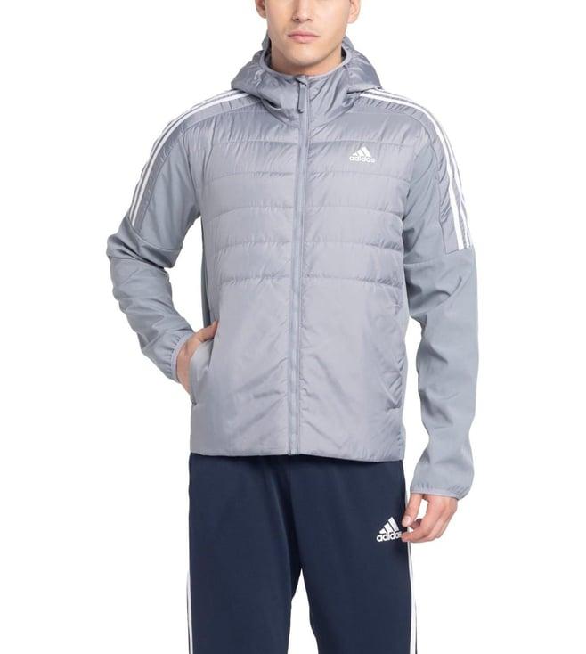 adidas grey logo regular fit puffer jacket