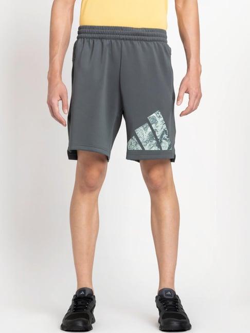 adidas grey regular fit printed sports shorts