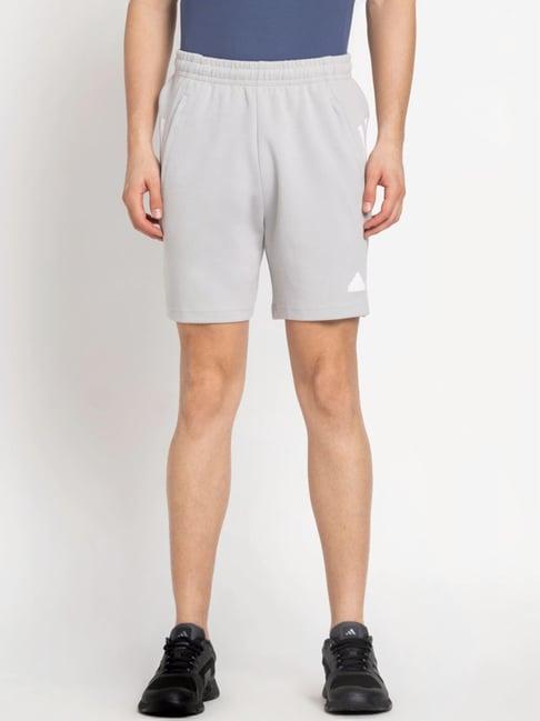 adidas grey regular fit striped sports shorts