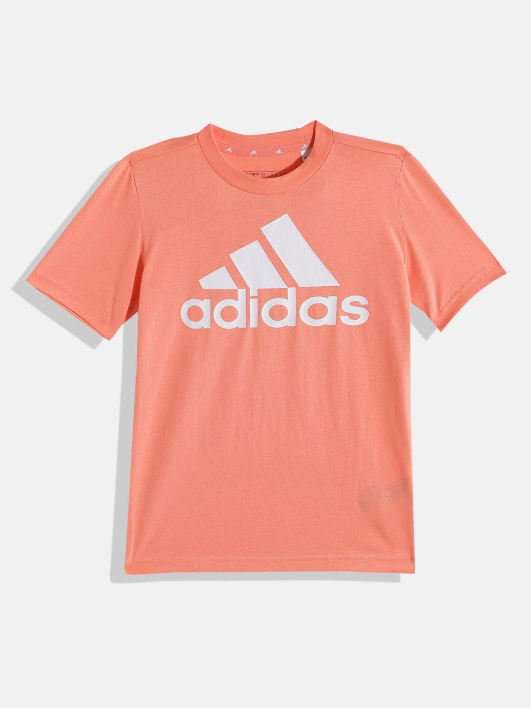 adidas kids brand logo printed pure cotton bl tee t-shirt