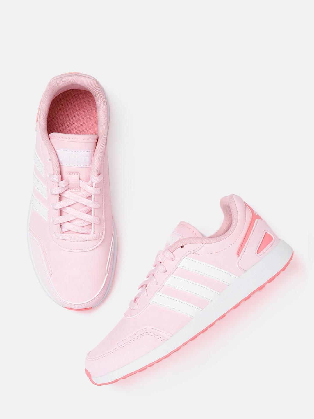 adidas kids pink & white retrorun base vs switch sneakers