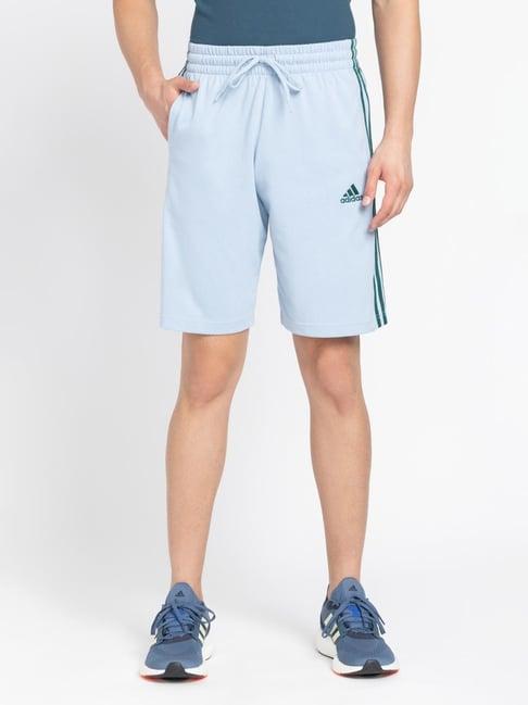 adidas light blue regular fit striped shorts