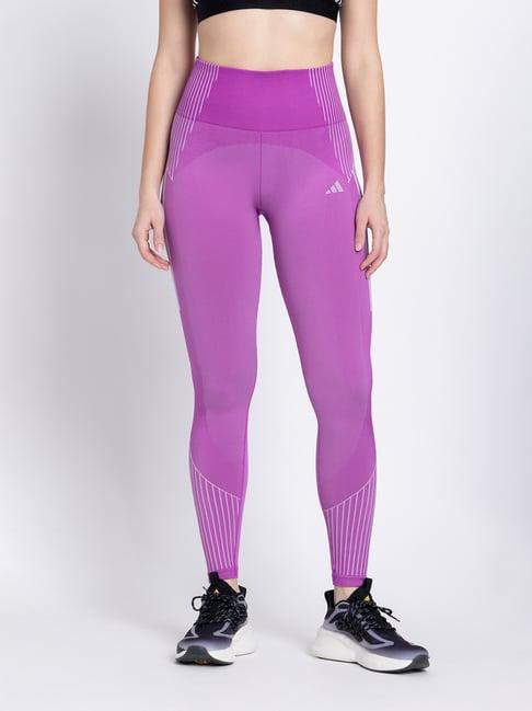 adidas light purple striped tights