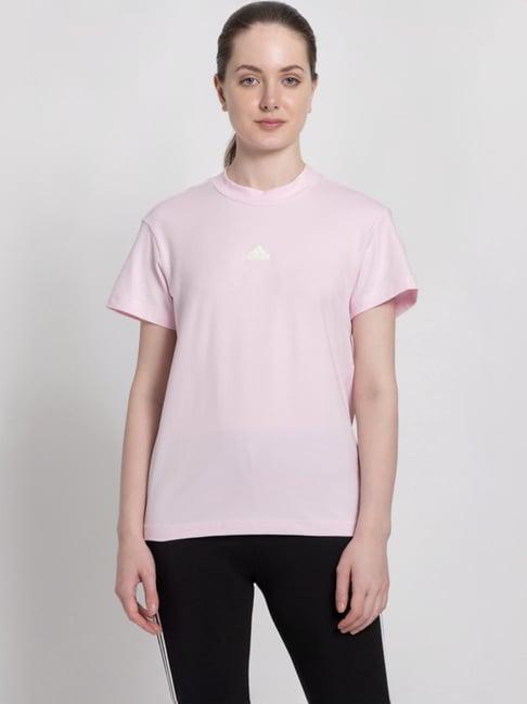 adidas lilac cotton logo print sports t-shirt