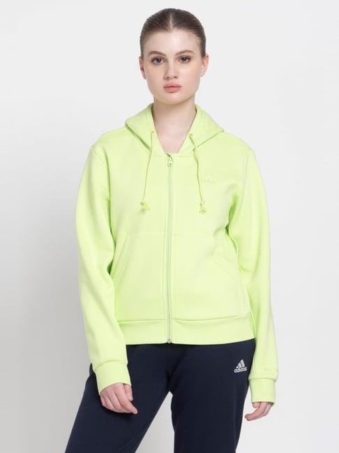 adidas lime green cotton logo print sports jacket