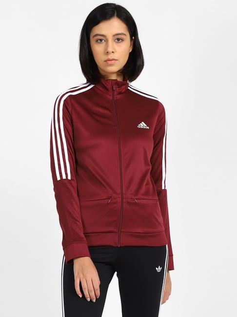 adidas maroon striped jacket