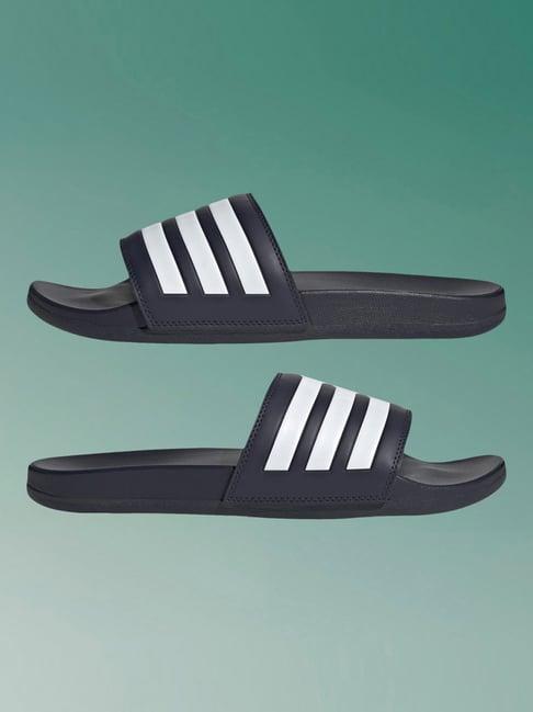 adidas men's adilette comfort black & white slides