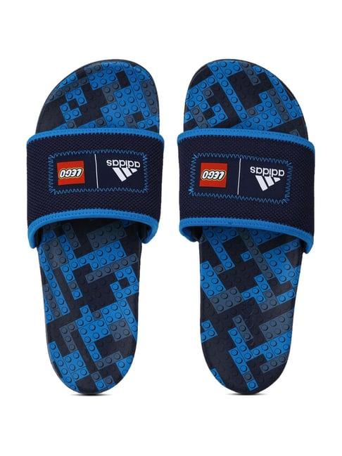 adidas men's adilette comfort blue slides