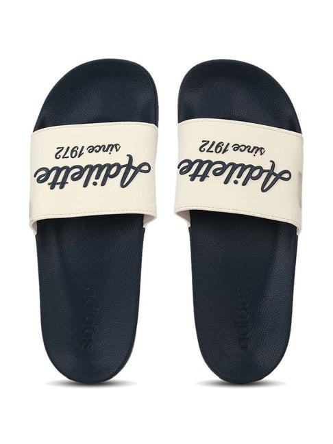 adidas men's adilette shower cream & navy slides