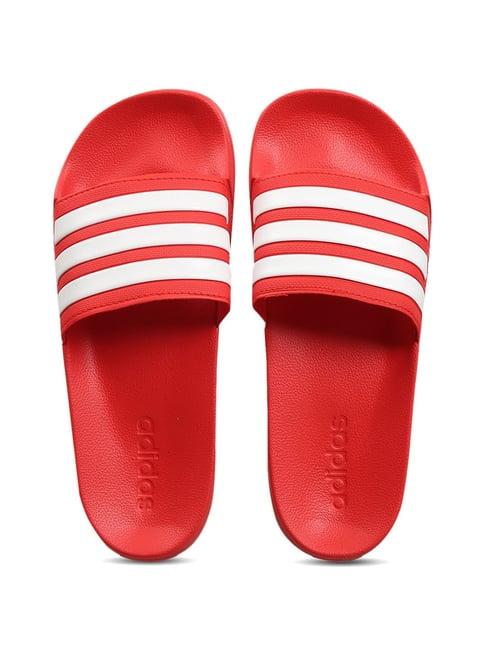 adidas men's adilette shower red slides