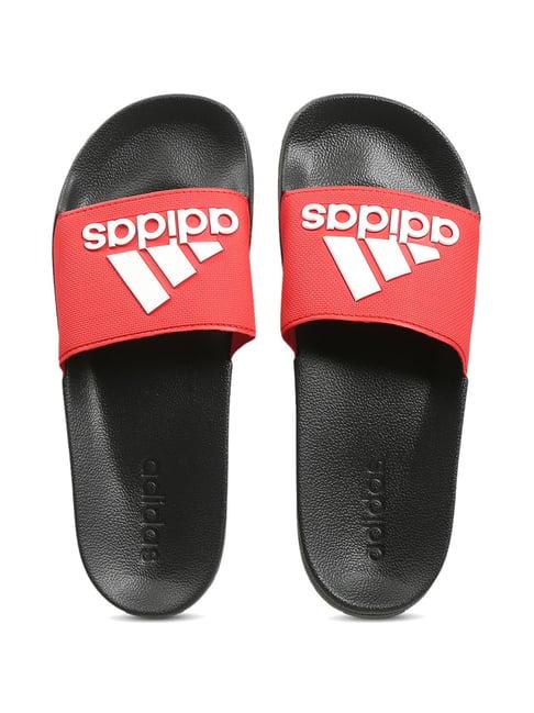 adidas men's adilette shower red slides