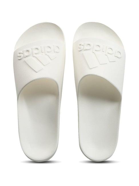 adidas men's aquo white slides