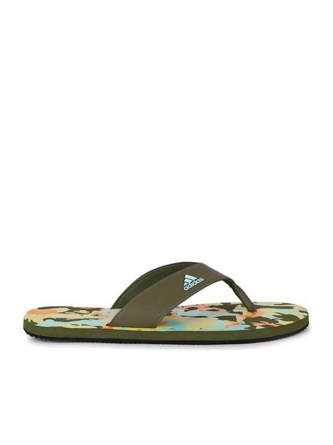 adidas men's cloudfoam m green flip flops