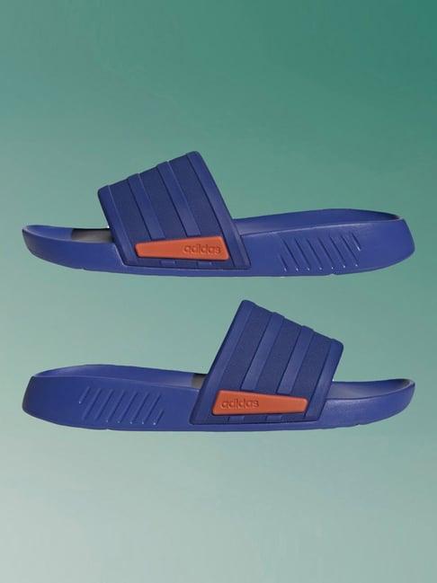 adidas men's iconic runner unisex royal blue slides