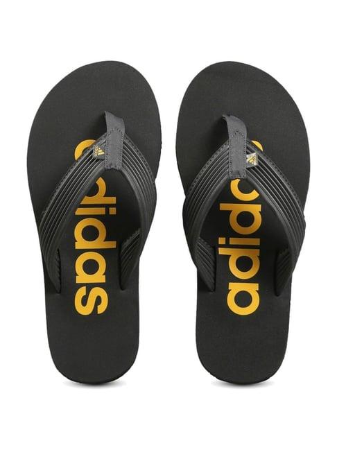 adidas men's yompzee black flip flops