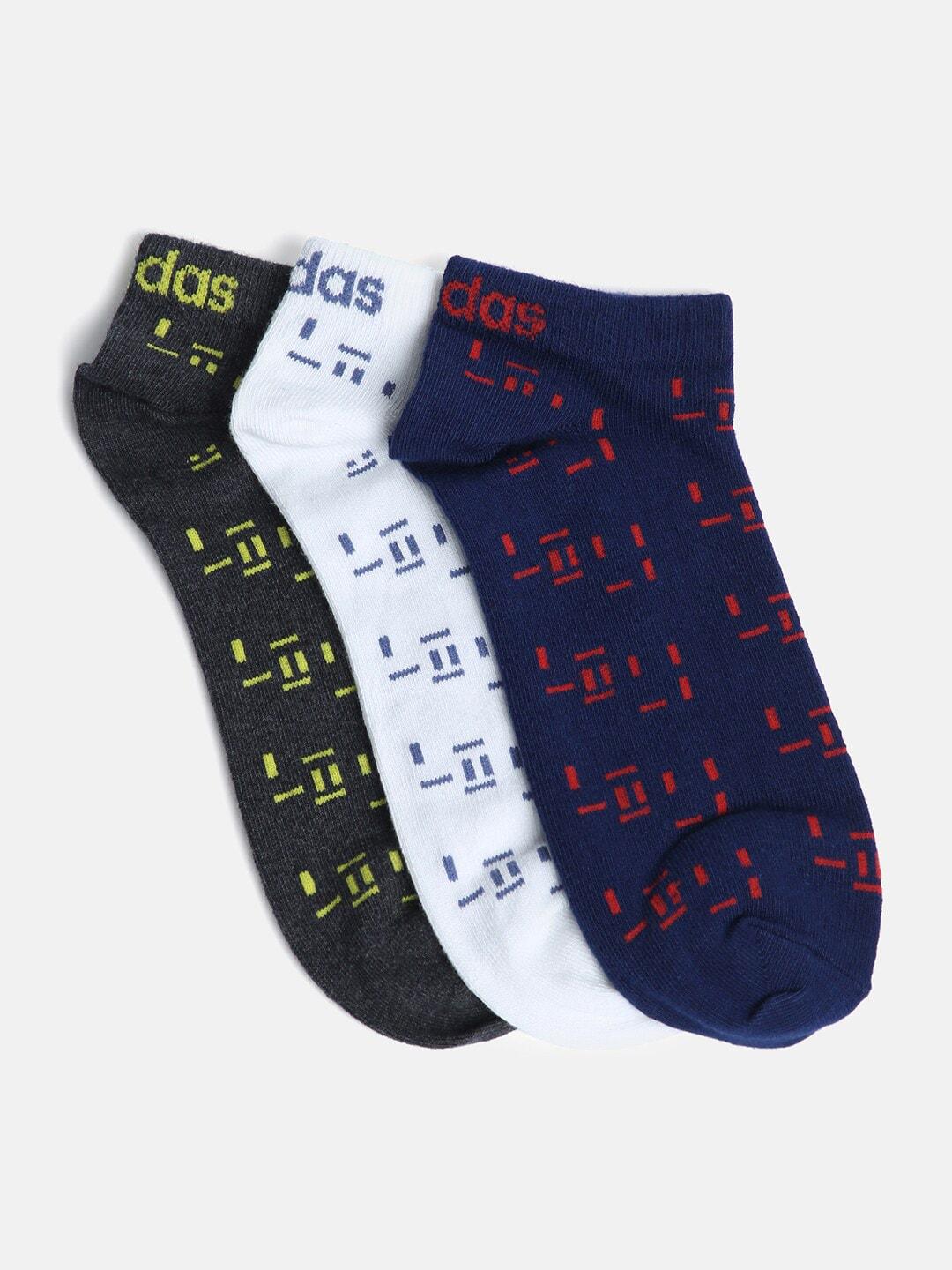 adidas men assorted pack of 3 printed low-cut socks