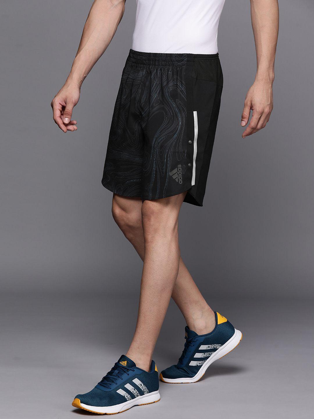 adidas men black & navy blue running sports shorts