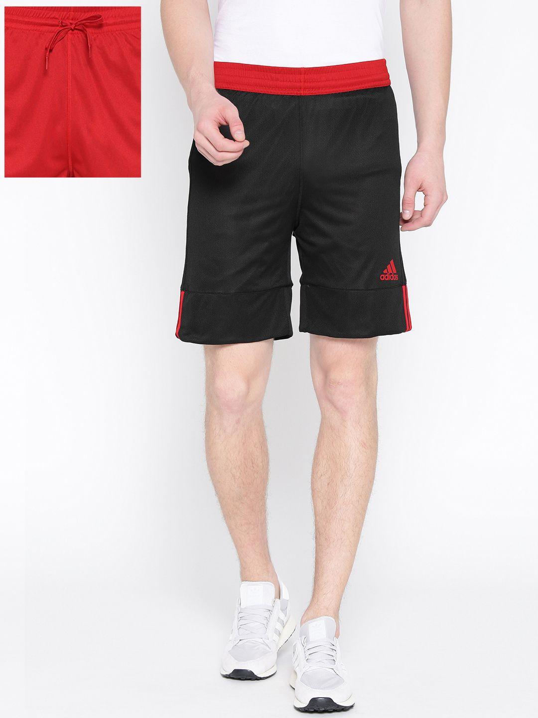 adidas men black & red solid 3g speed reversible basketball shorts