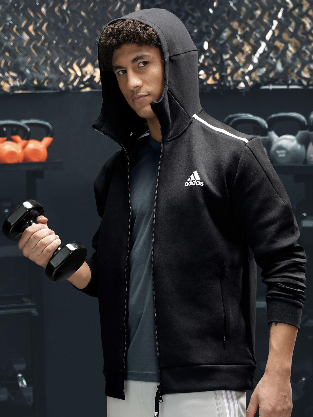 adidas men black z.n.e sportswear primegreen solid sustainable hoodie
