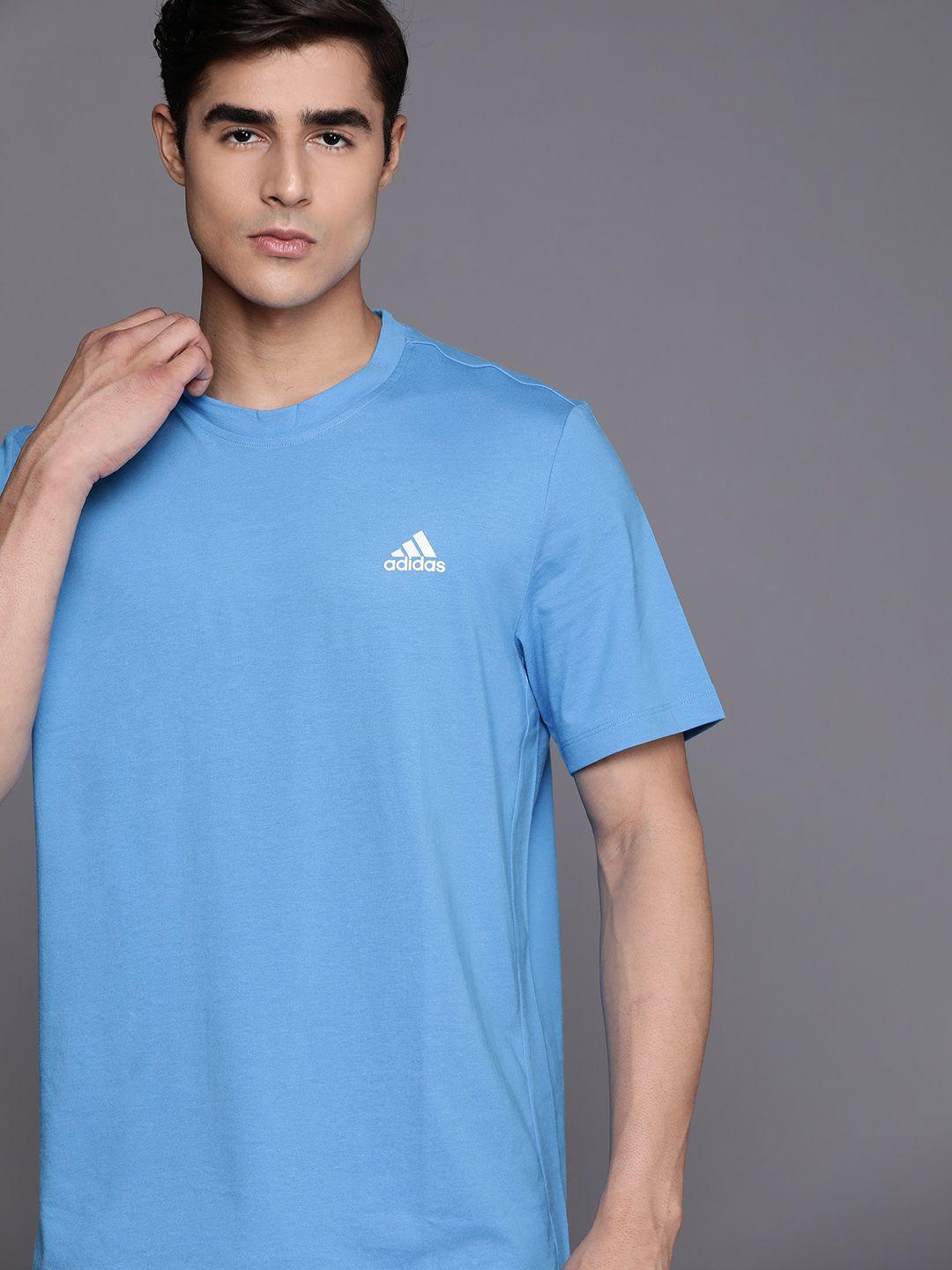adidas men blue solid sustainable t-shirt