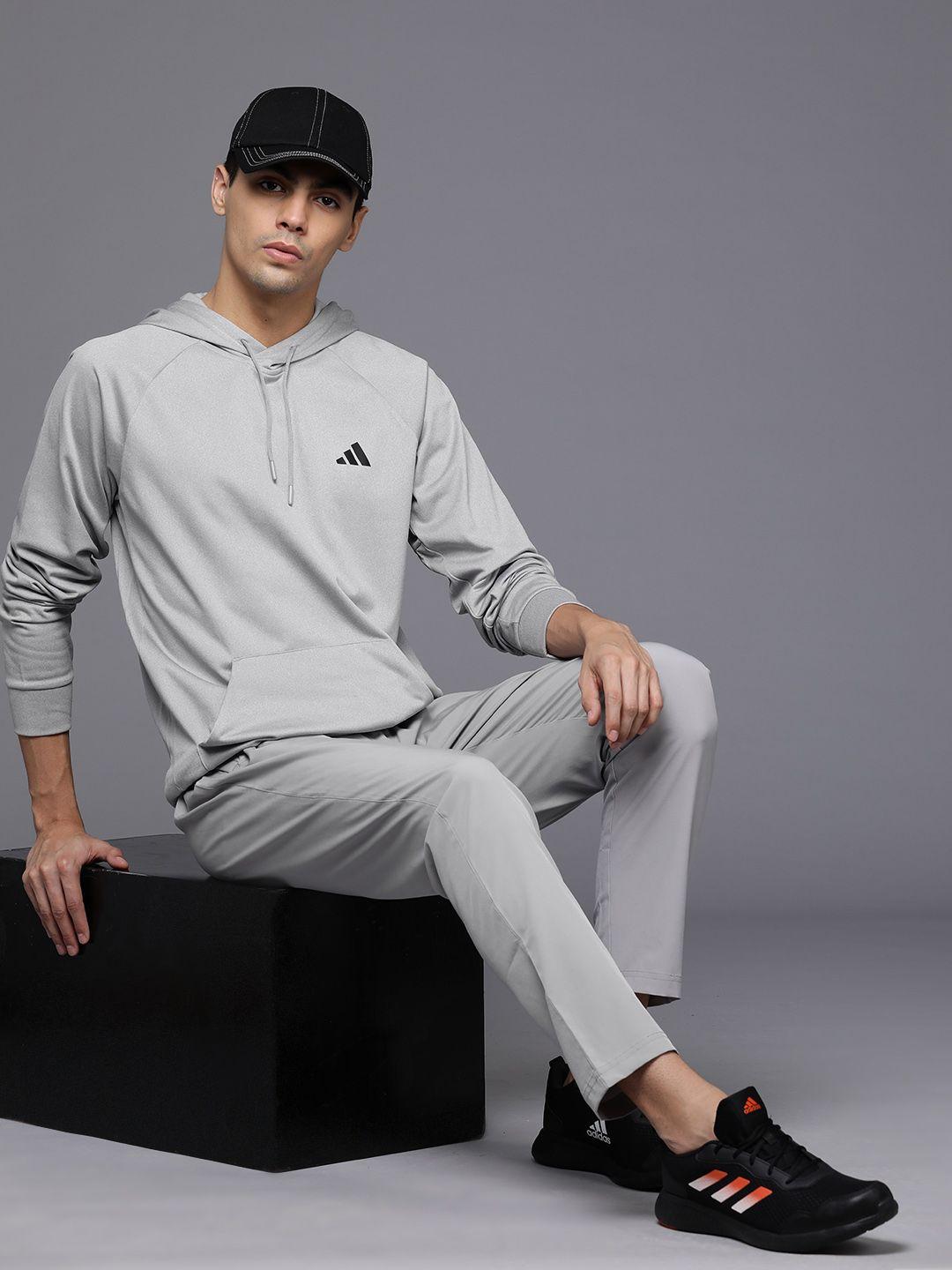 adidas men brand logo detail hooded sweatshirt