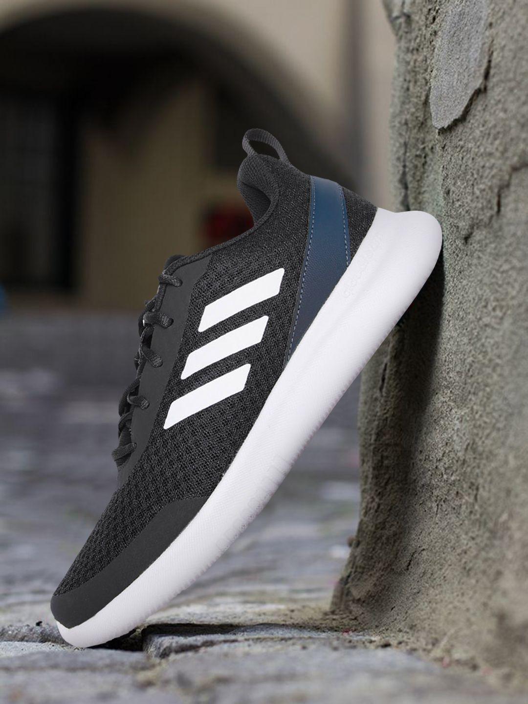 adidas men charcoal grey & white woven design flexpace walking shoes