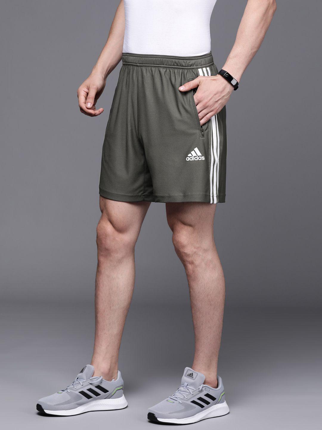 adidas men grey aeroready 3-stripes 8-inch shorts
