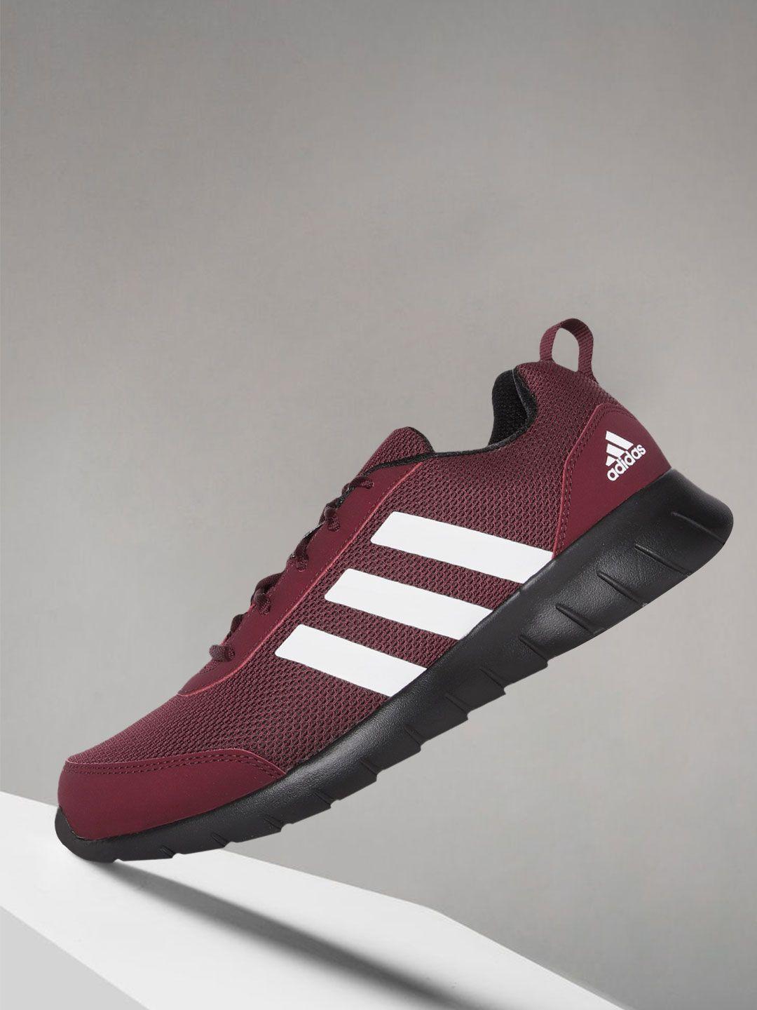 adidas men maroon & white woven design vertago running shoes