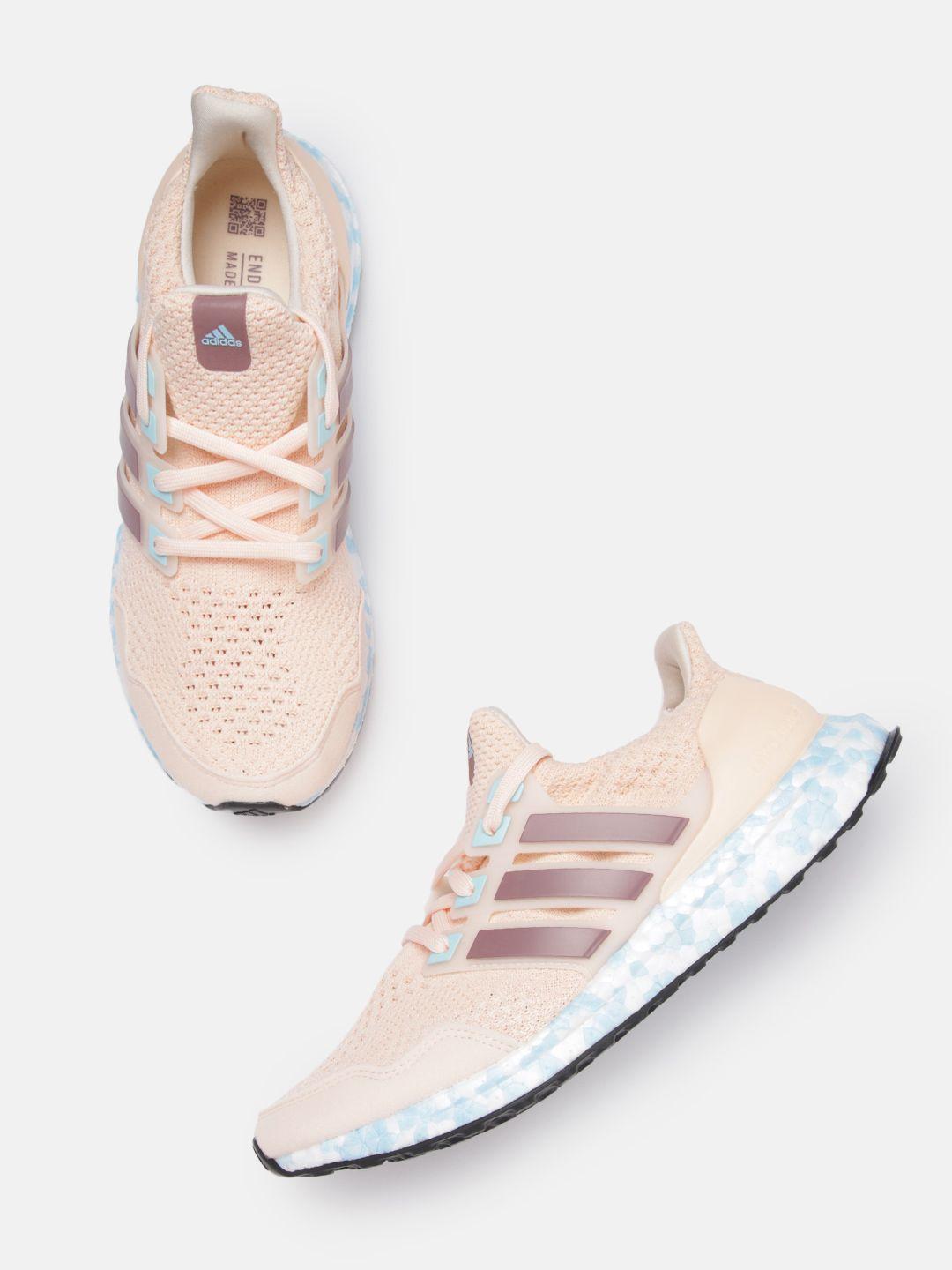 adidas men peach-coloured & purple woven design ultraboost 5.0 dna running shoes