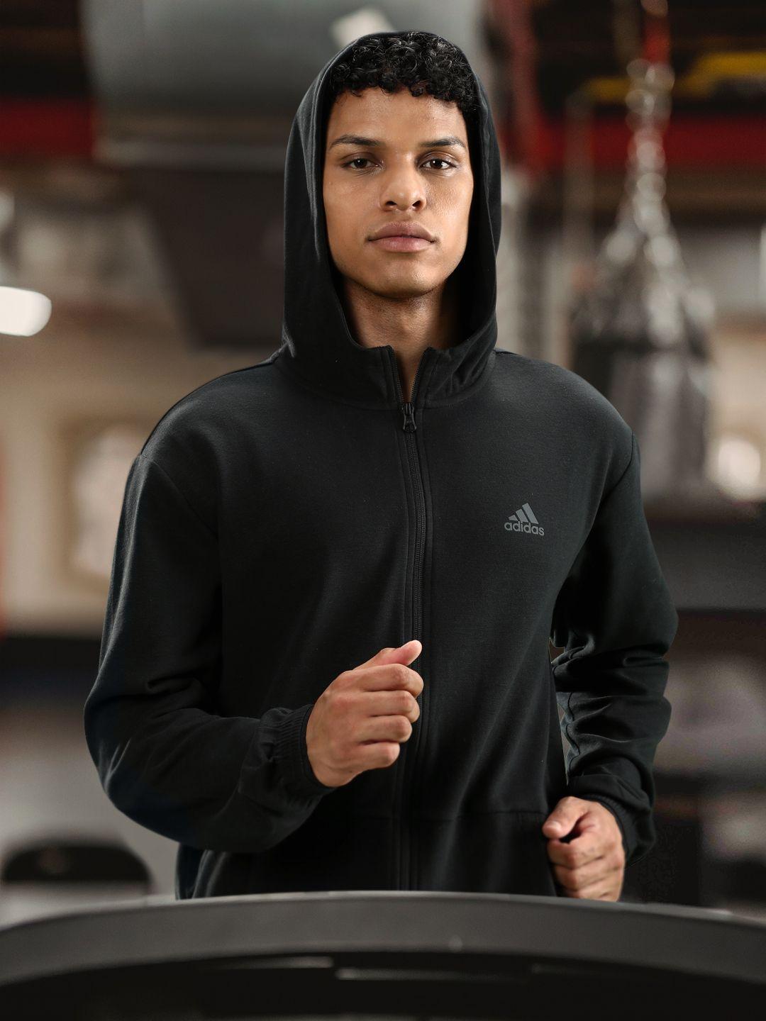 adidas men solid motion fz hood training aeroready sporty jacket