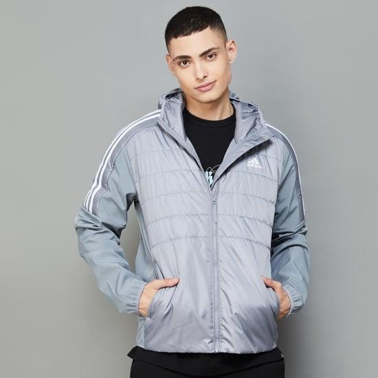 adidas men striped hooded jacket