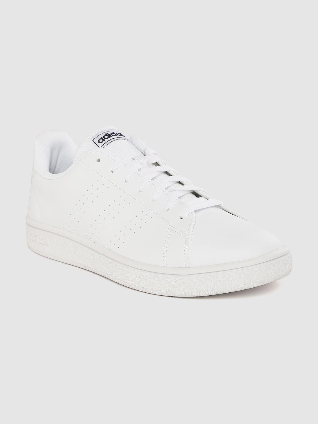 adidas men white solid advantage base sustainable sneakers