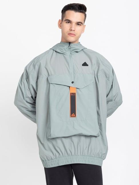 adidas mint green regular fit hooded windbreaker jacket