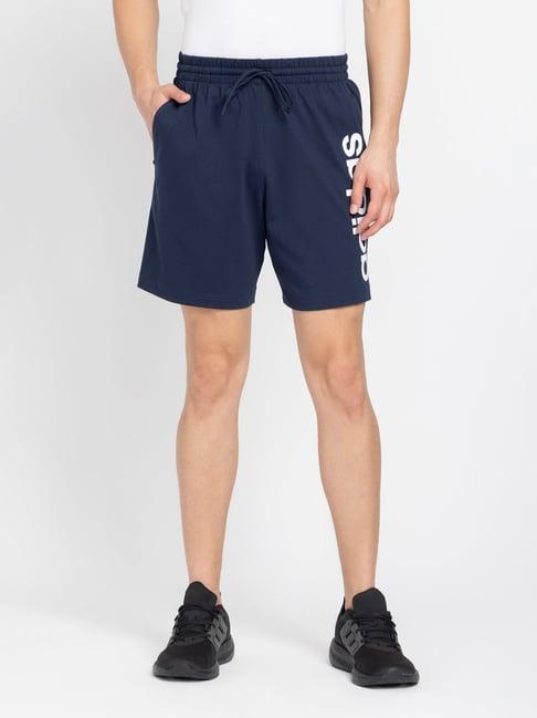 adidas navy regular fit linear single jersey 10 shorts