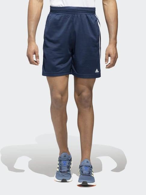 adidas navy regular fit striped sports shorts