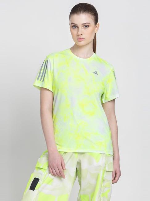 adidas neon green printed running t-shirt