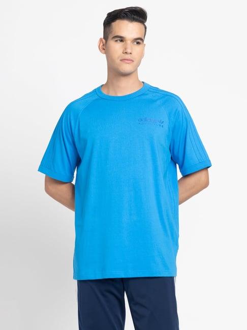 adidas originals adventure blue loose fit printed oversized crew t-shirt