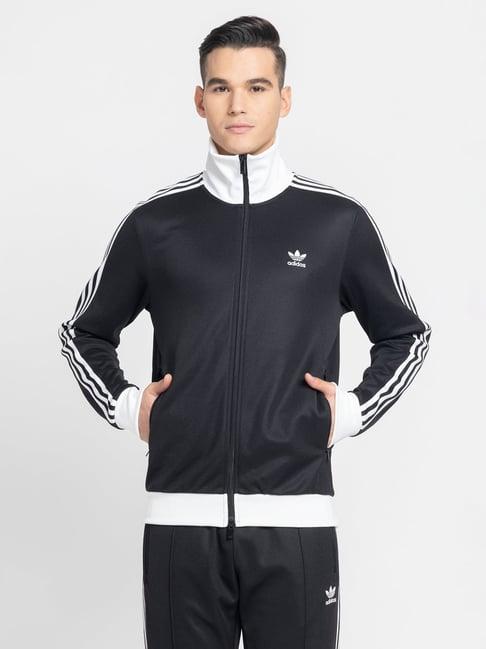 adidas originals beckenbauer black & white regular fit striped sweatshirt